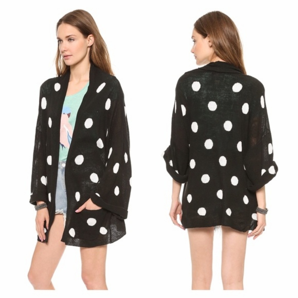 WILDFOX WHITE LABEL POLKA DOT SLOUCH CARDIGAN NWOT